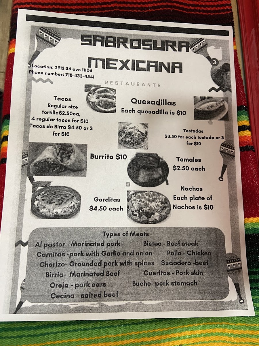Sabrosura Mexicana Photo Menu 3
