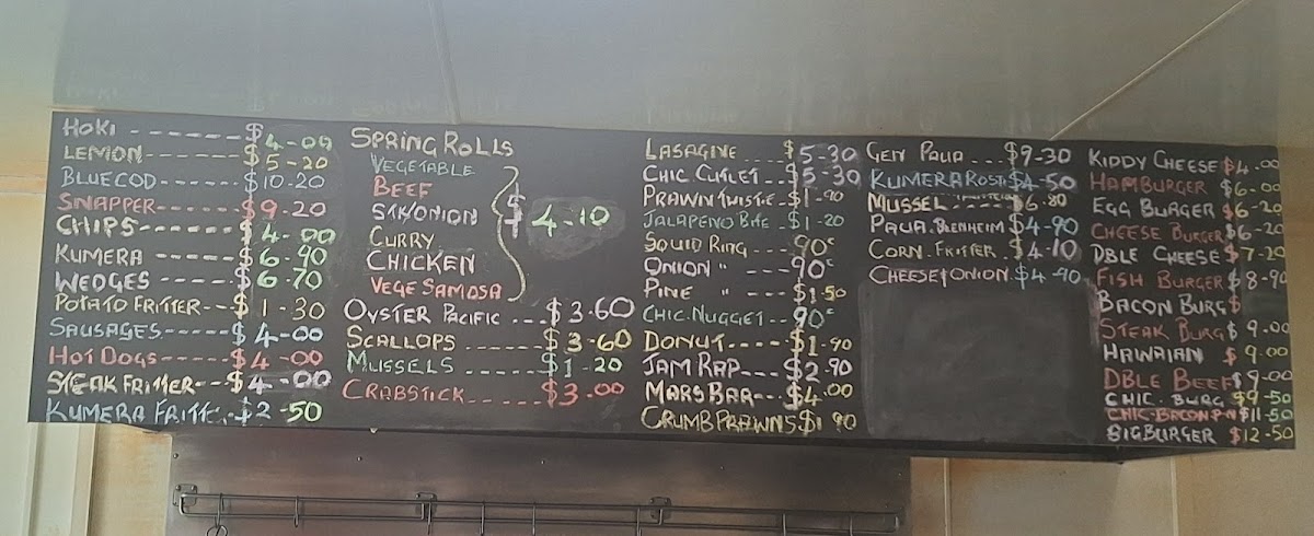 Durie Hill Fish and Chip Shop Photo Menu 1