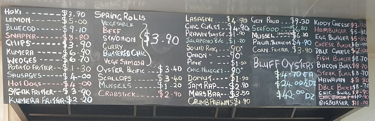Durie Hill Fish and Chip Shop Photo Menu 3