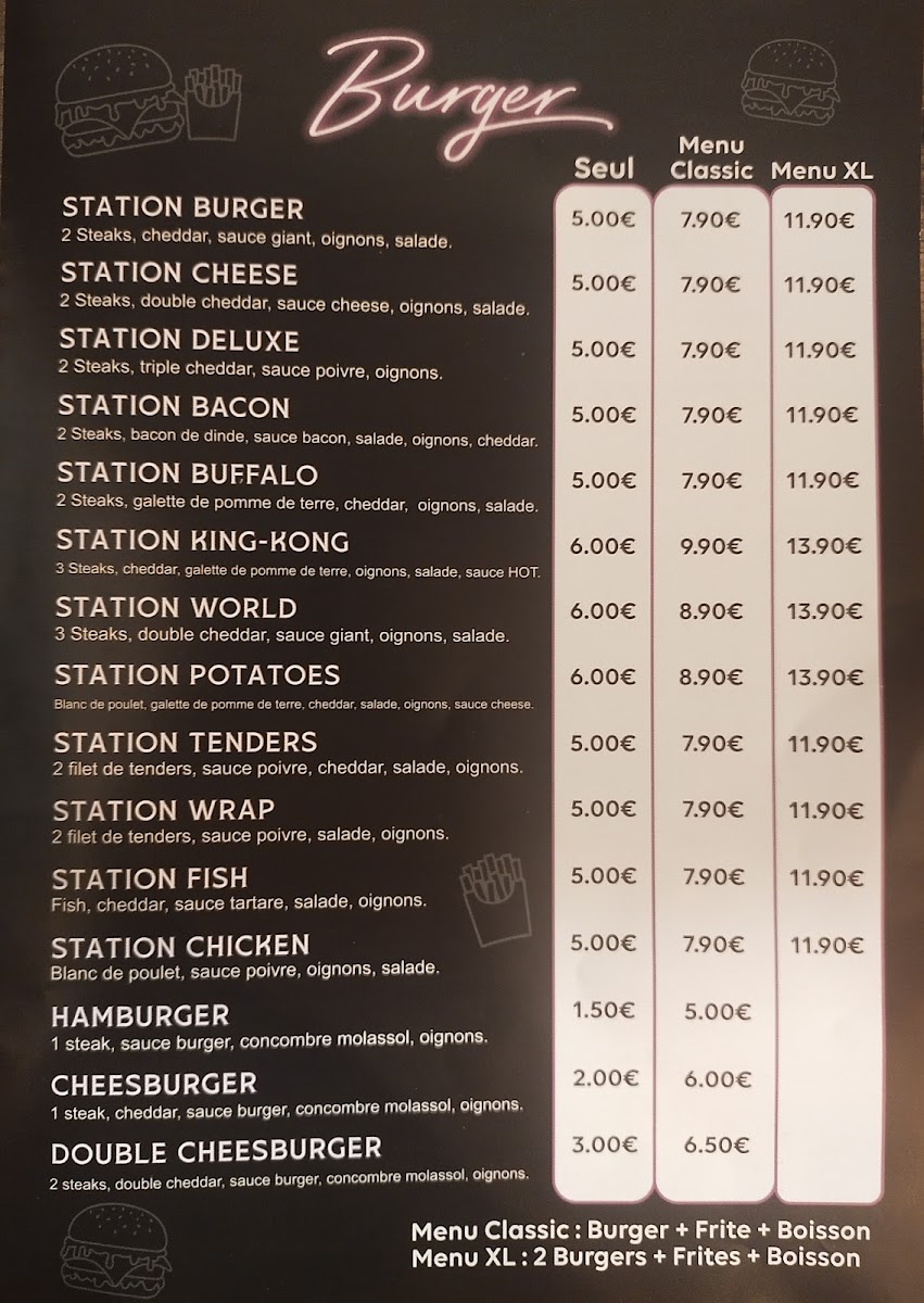 Station Burger Station Pizza Photo Menu 1