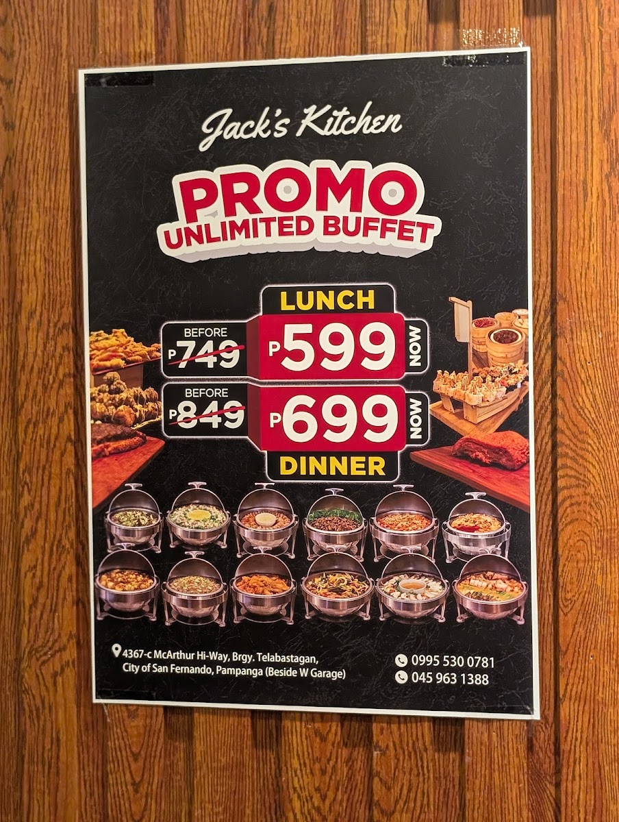 Jack's Kitchen Unlimited Buffet Photo Menu 1