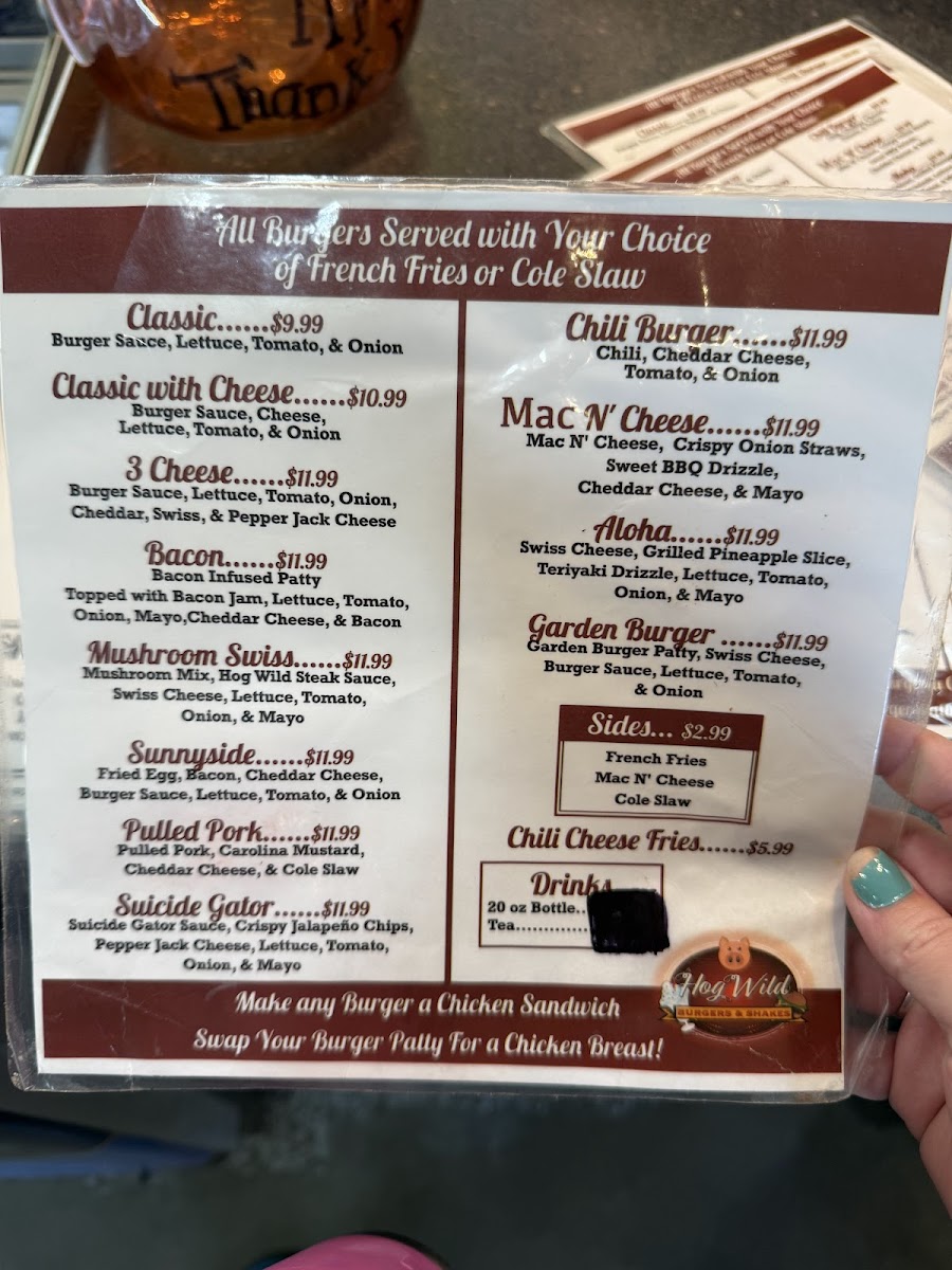 Hog Wild Burgers Shakes Photo Menu 2