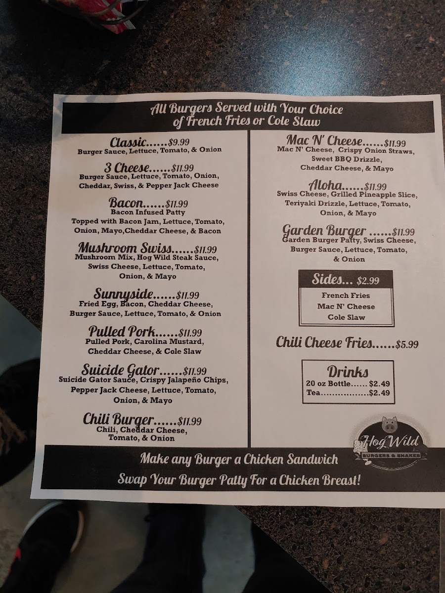 Hog Wild Burgers Shakes Photo Menu 7