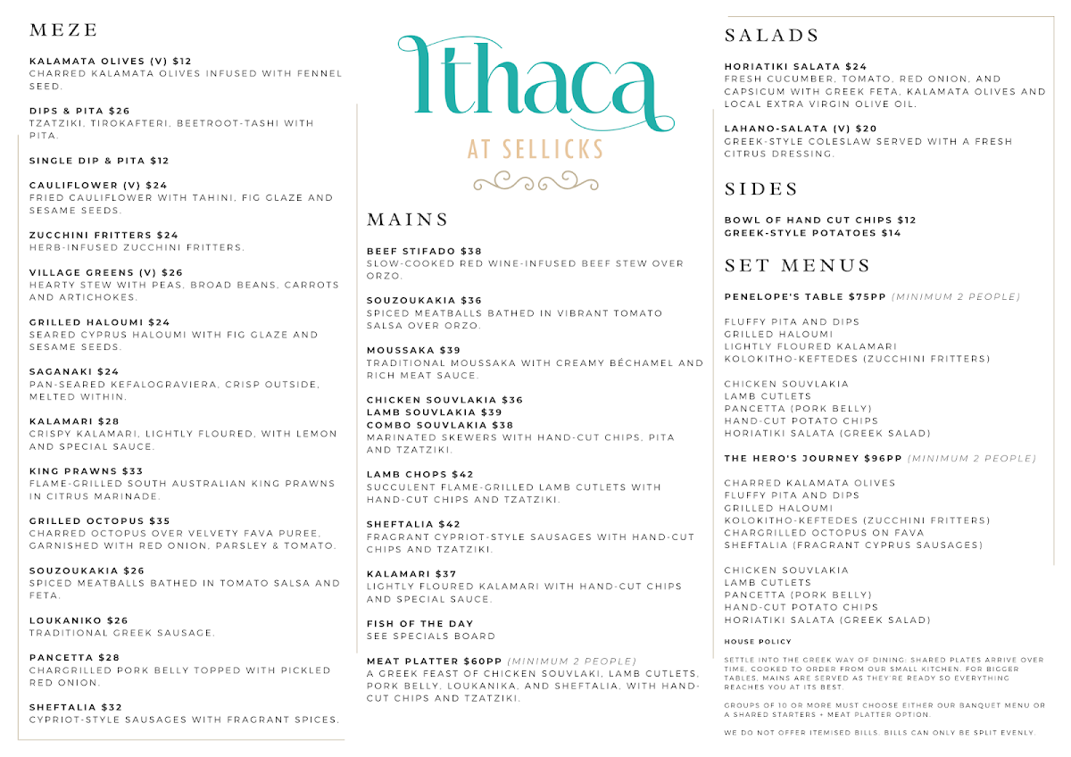Ithaca at Sellicks Photo Menu 2