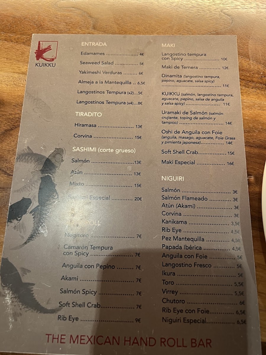 Kuikku Handroll Bar Photo Menu 9