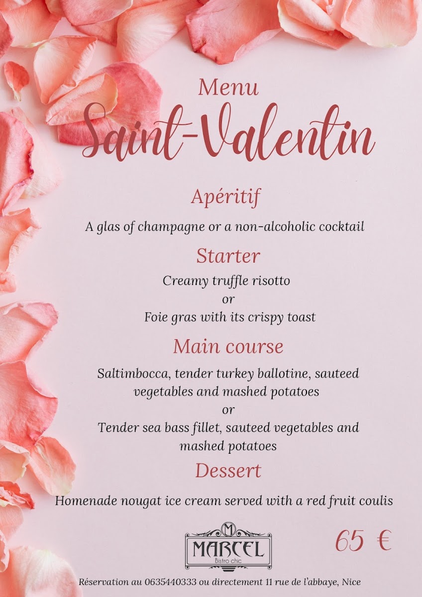 Marcel Bistro Chic Photo Menu 1