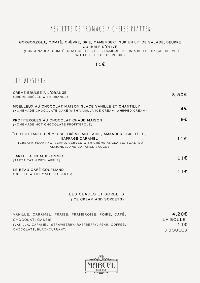 Marcel Bistro Chic Photo Menu 3