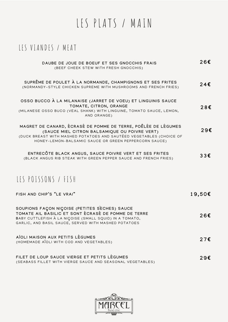 Marcel Bistro Chic Photo Menu 4