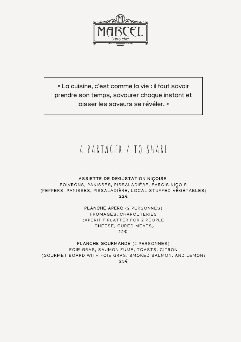 Marcel Bistro Chic Photo Menu 7