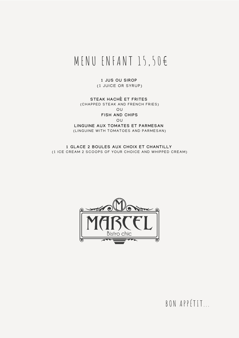 Marcel Bistro Chic Photo Menu 8