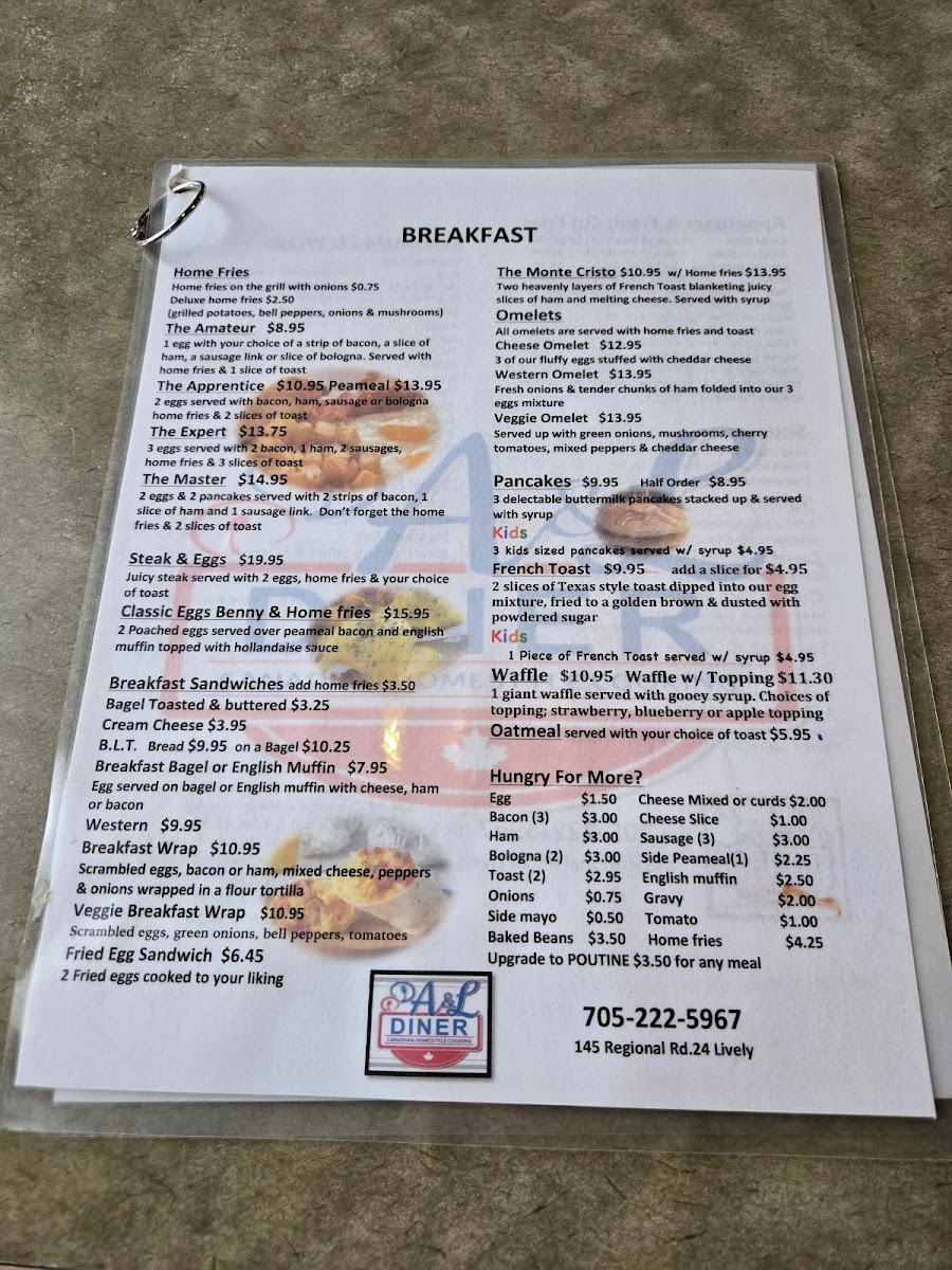 A&L Family Diner Photo Menu 1