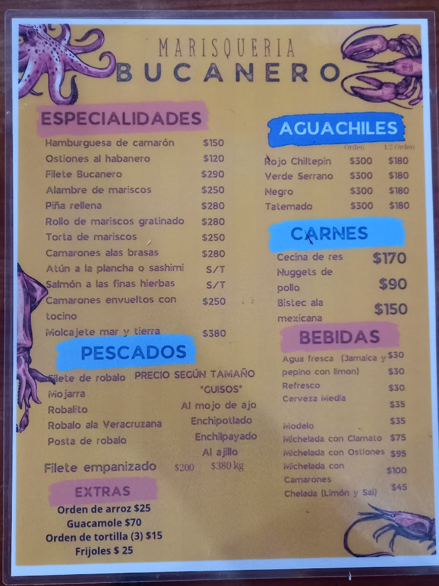El Bucanero Photo Menu 1