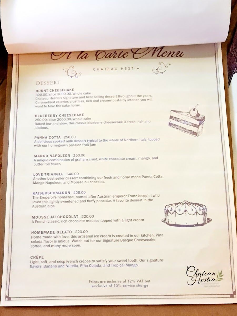 Chateau Hestia Photo Menu 1