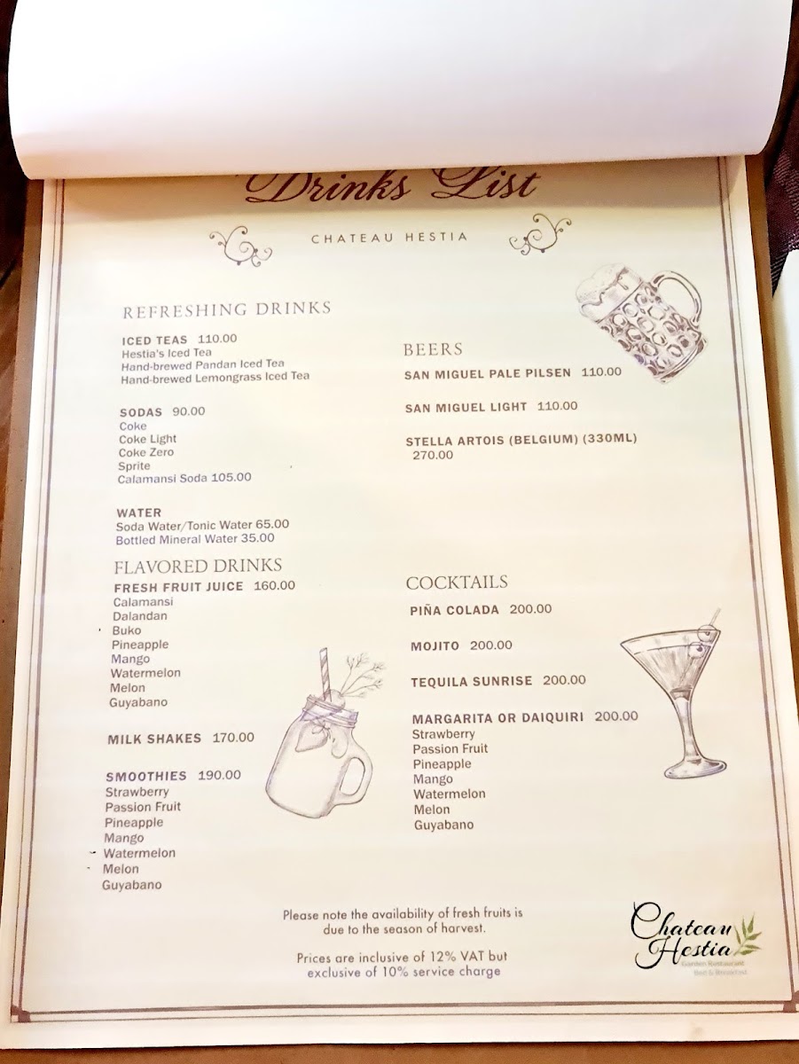 Chateau Hestia Photo Menu 2
