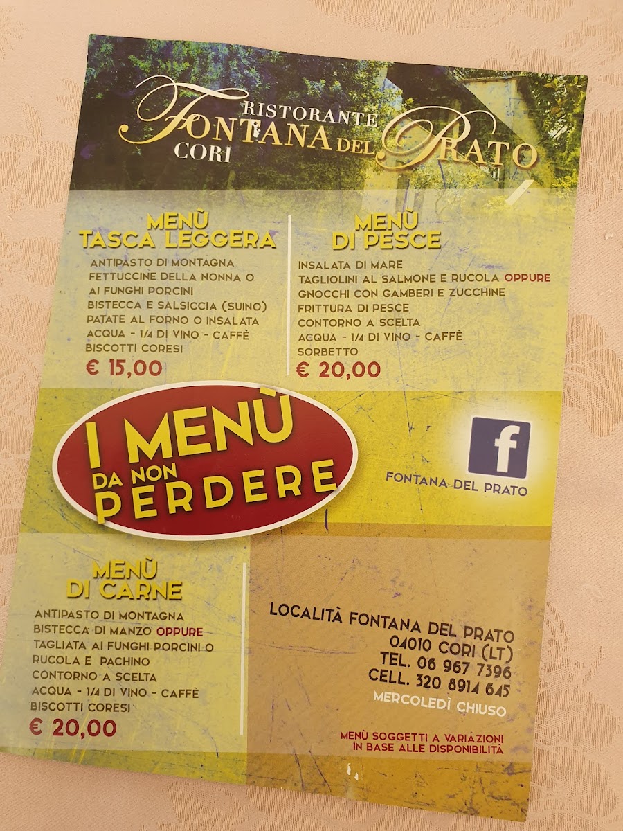 Ristorante Fontana Del Prato Photo Menu 1
