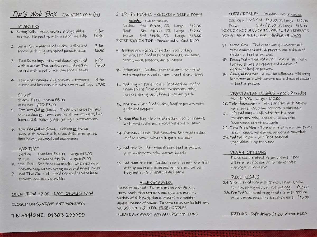 Tip's Wok Box Photo Menu 1