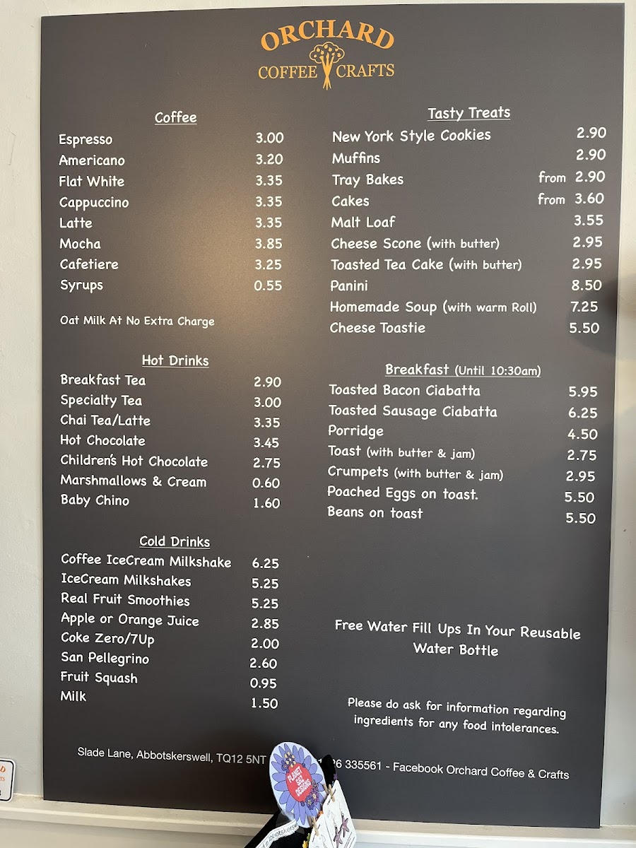 Orchard Coffee & Crafts Photo Menu 1