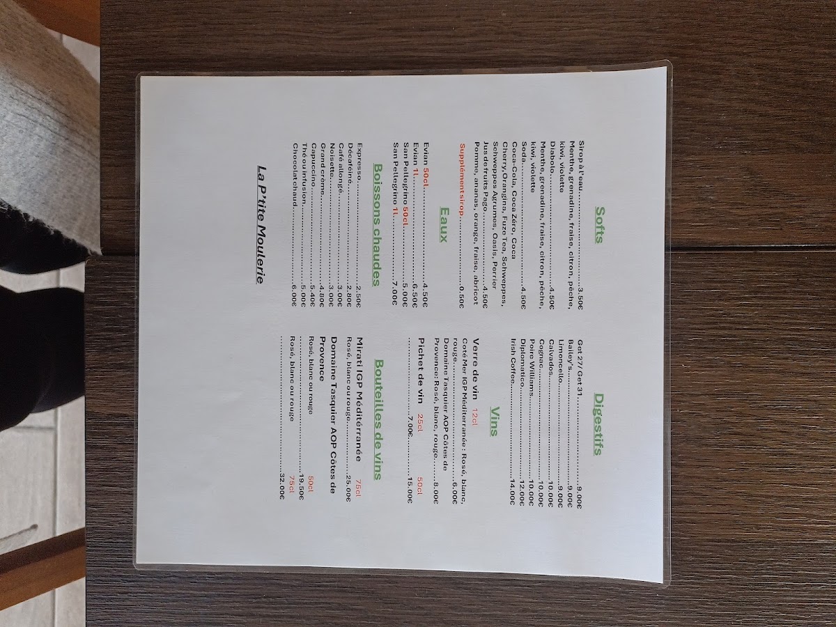 La P'tite Moulerie Photo Menu 10