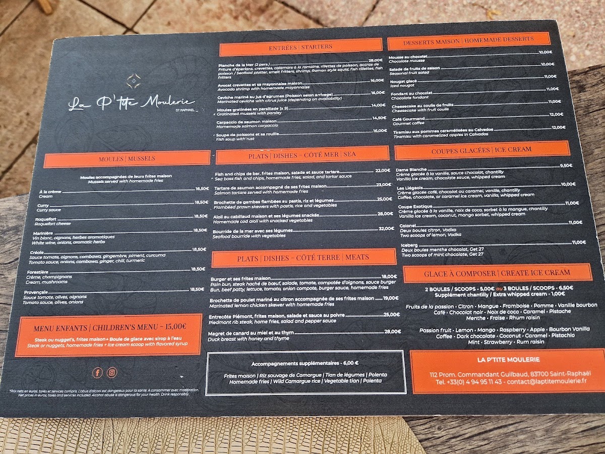 La P'tite Moulerie Photo Menu 3