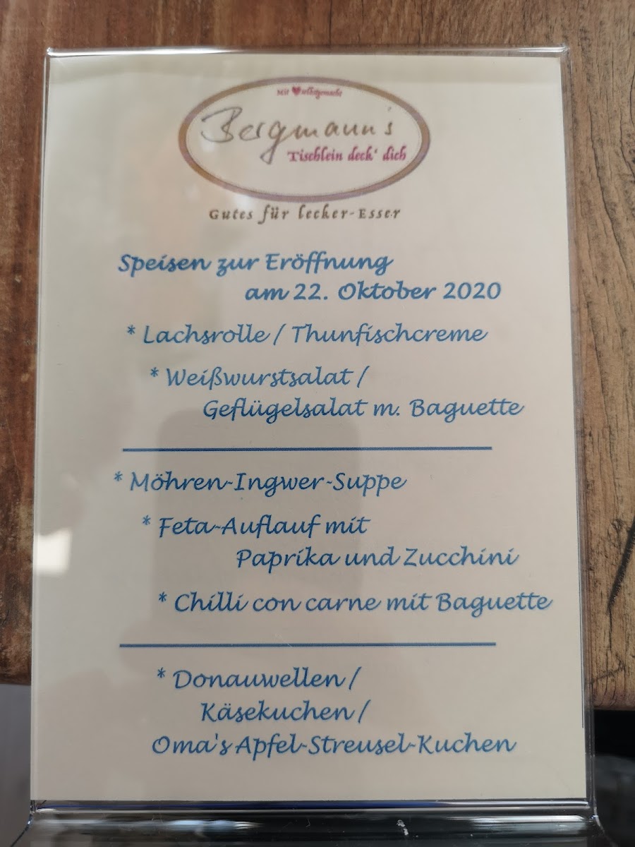 Bergmann`s Tischlein deck' dich Photo Menu 3