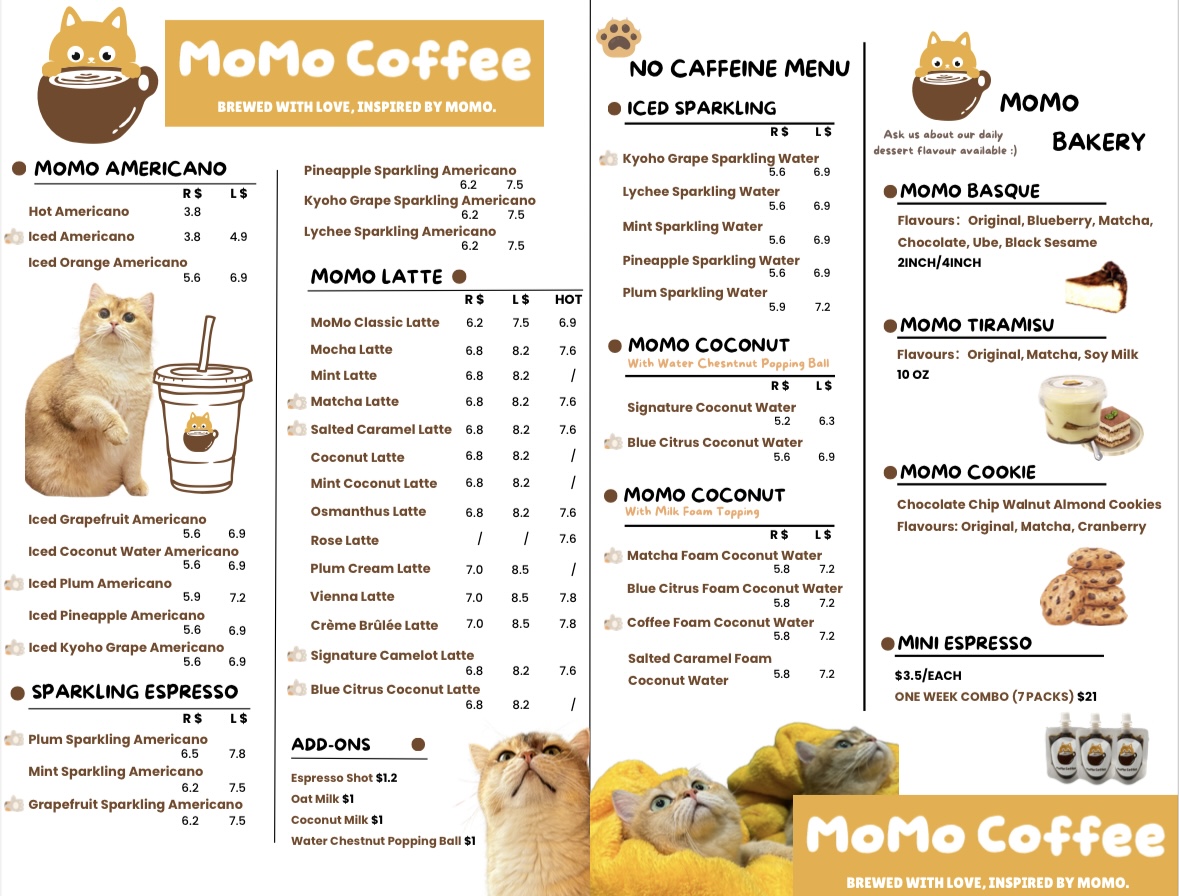Momo Coffee Photo Menu 1