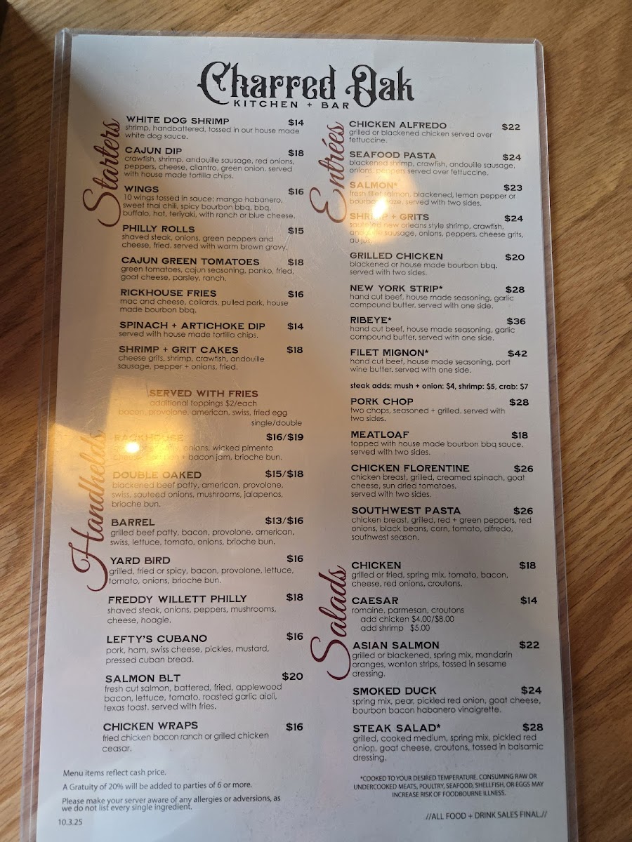 Charred Oak Kitchen + Bar Photo Menu 2