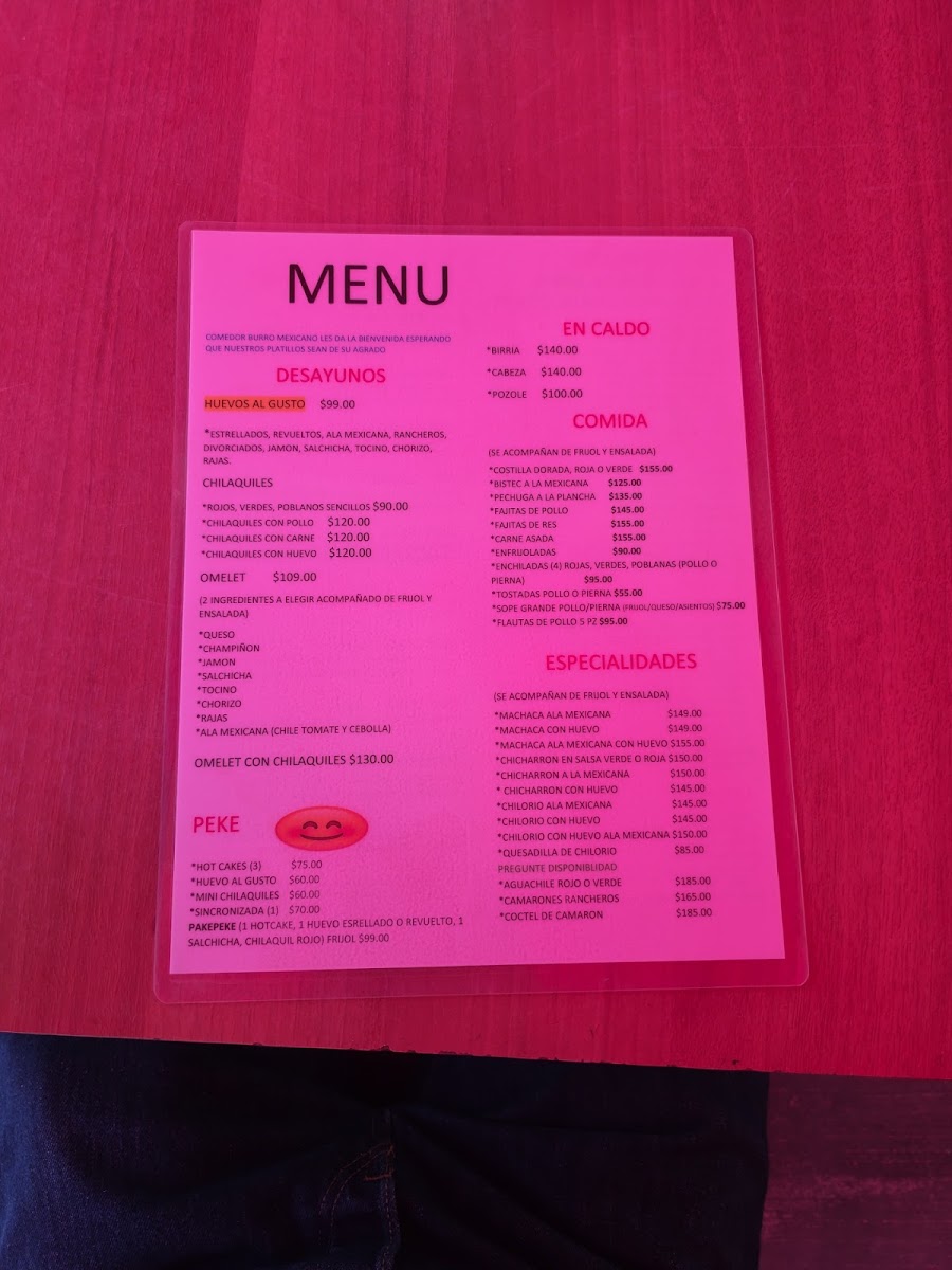 Comedor El Burro Mexicano Photo Menu 1