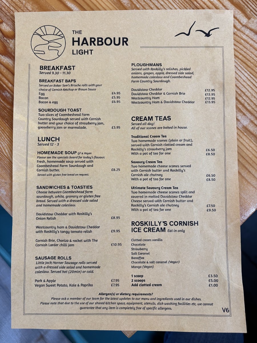 The Harbour Light Cafe Photo Menu 1