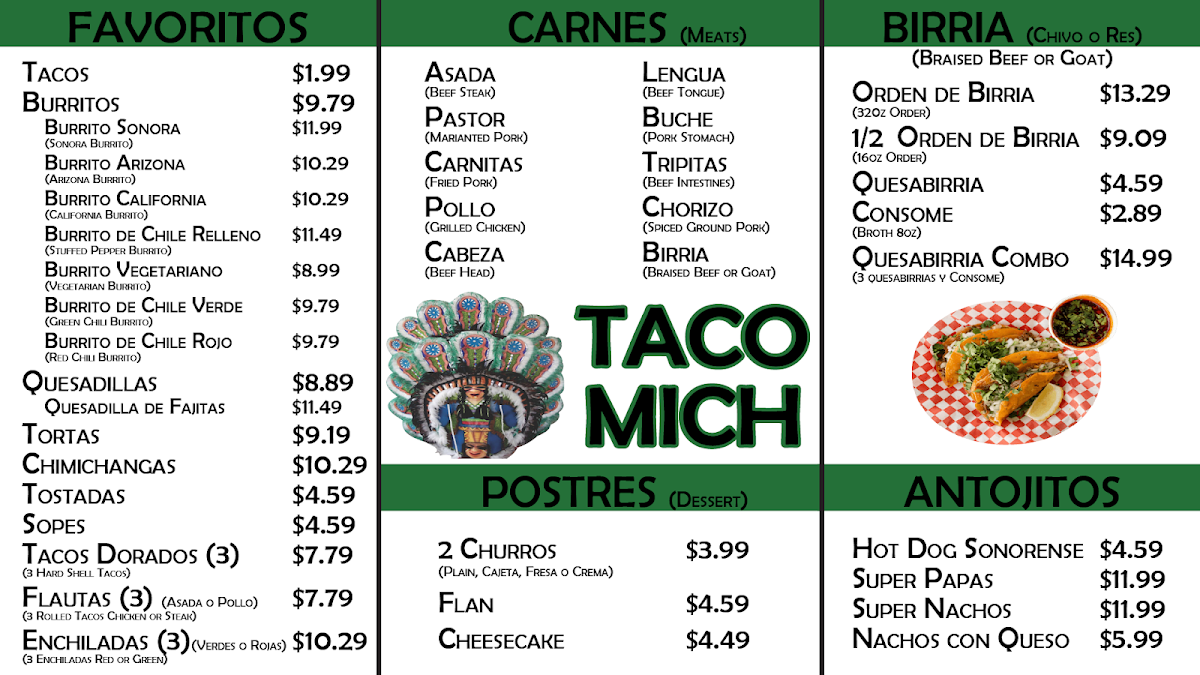 Taco Mich Photo Menu 2