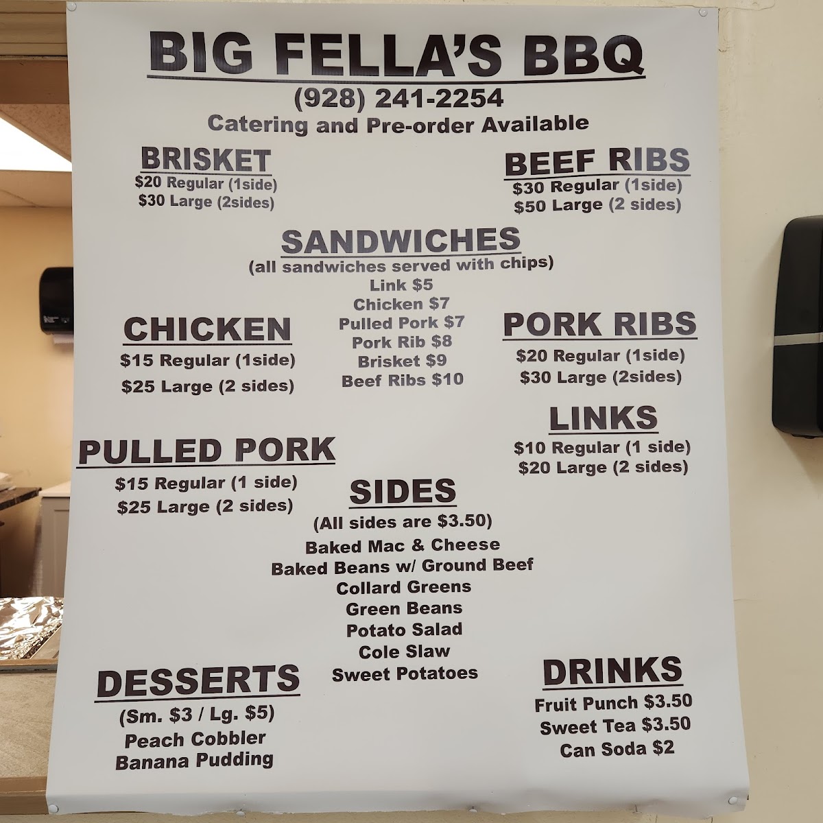 Big Fella’s BBQ lounge Photo Menu 2