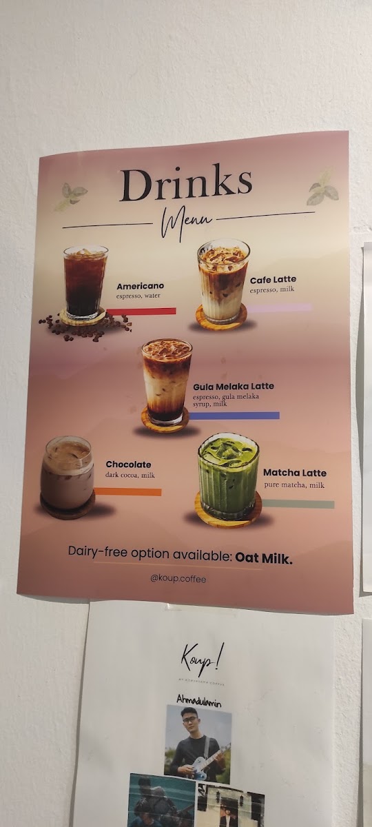 KOUP! Coffee Photo Menu 1