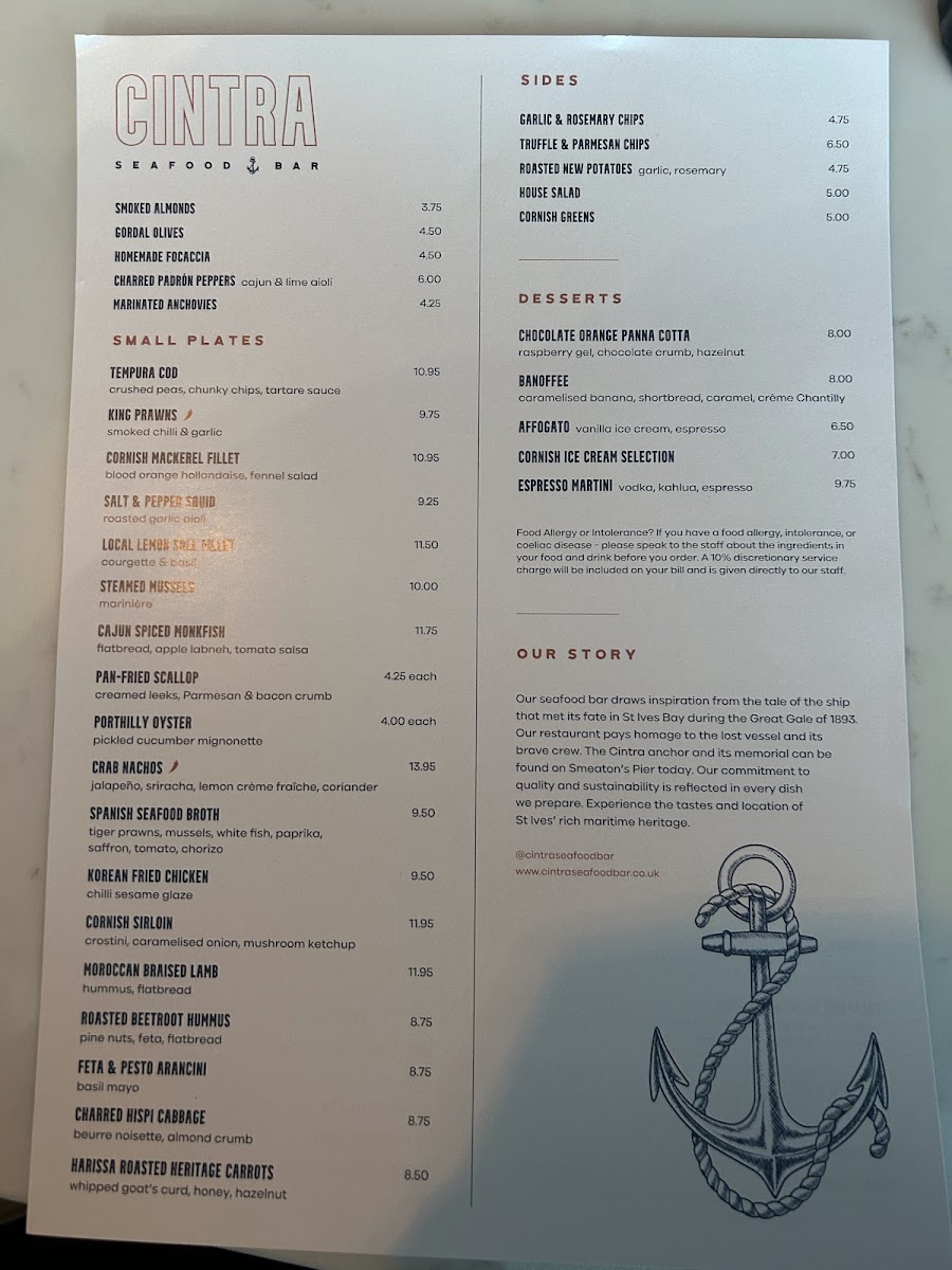 Cintra Seafood Bar Photo Menu 1