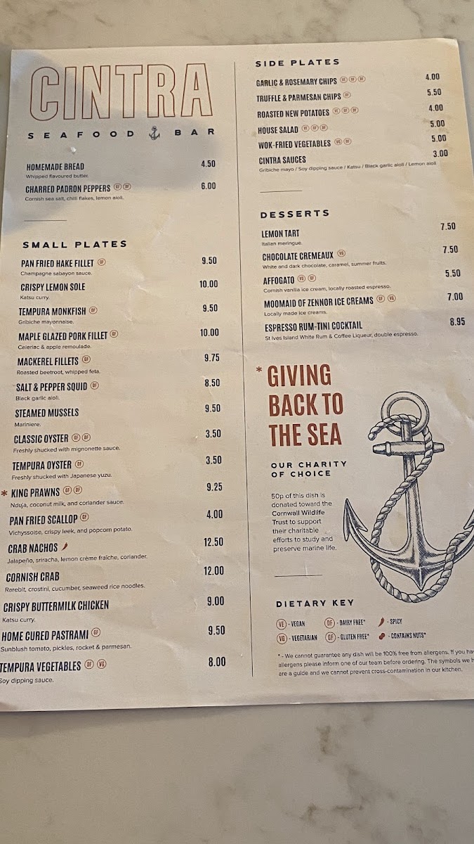 Cintra Seafood Bar Photo Menu 2