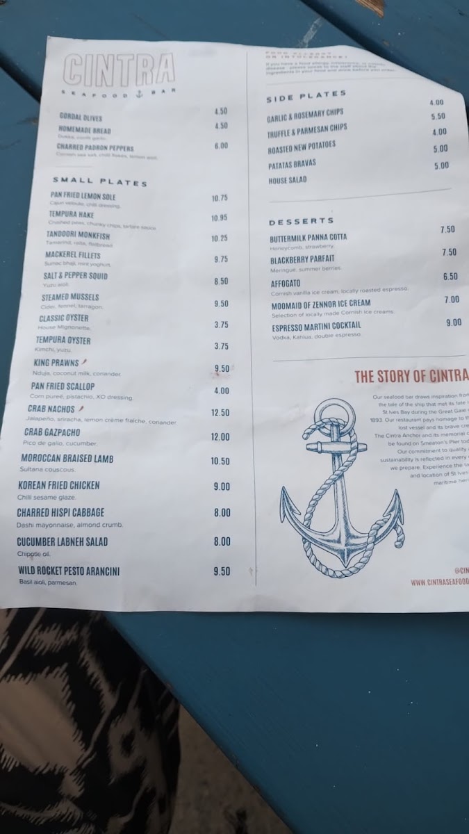 Cintra Seafood Bar Photo Menu 3