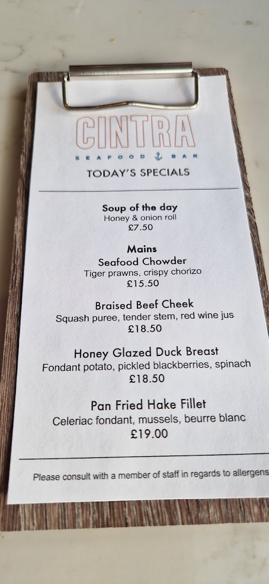 Cintra Seafood Bar Photo Menu 4