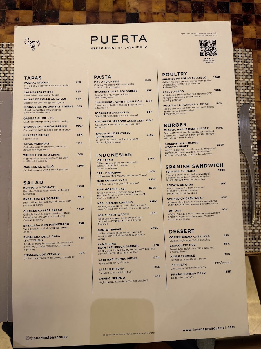 Puerta Steakhouse by Javanegra Photo Menu 3