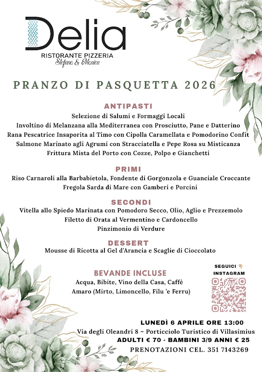 DELIA RISTORANTE PIZZERIA VILLASIMIUS Photo Menu 3
