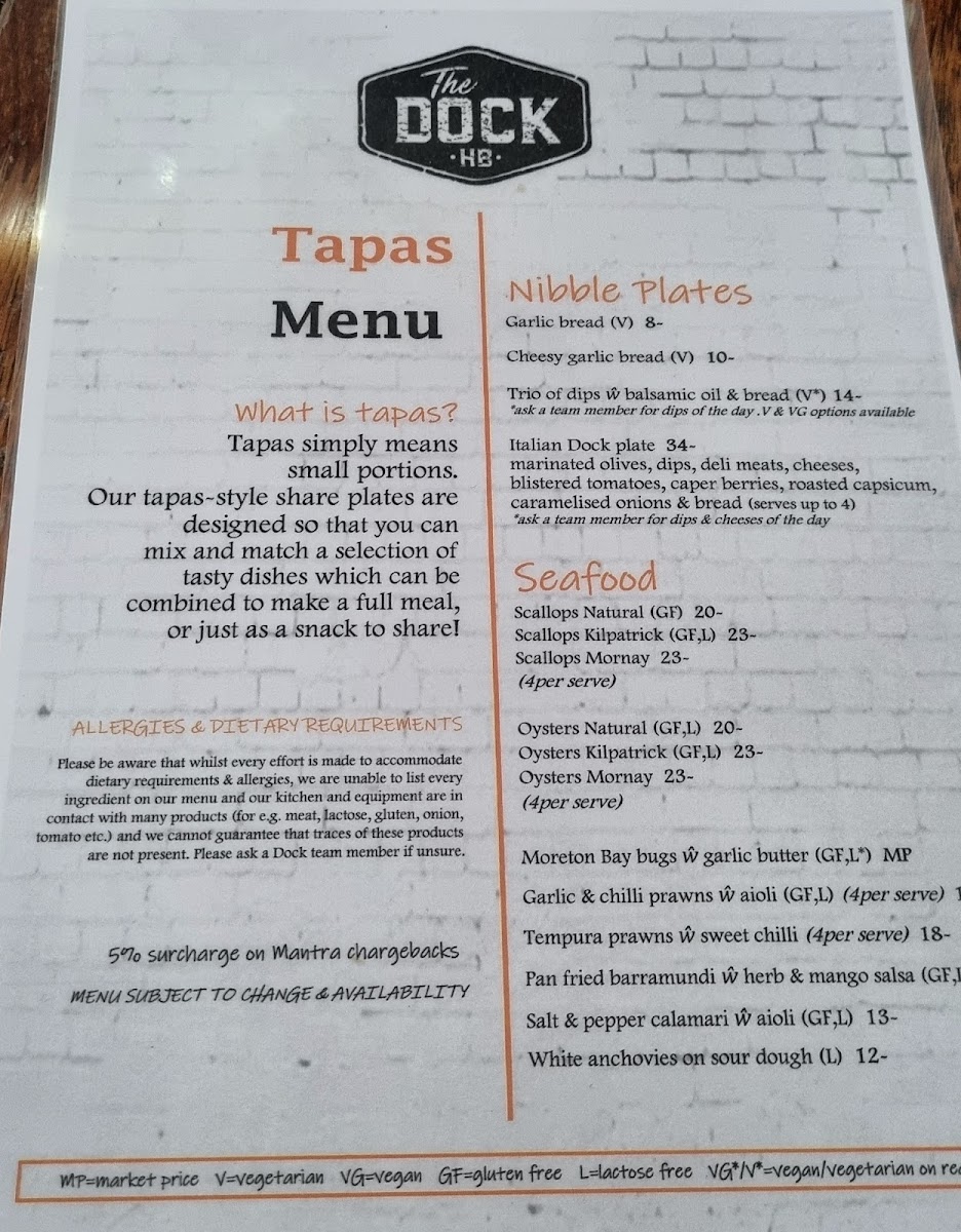 The Dock Hervey Bay - Tapas Bar & Restaurant Photo Menu 7