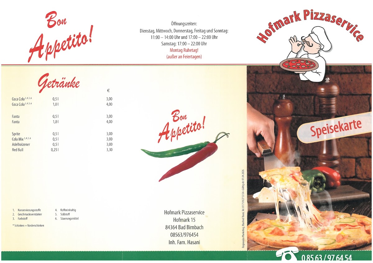 Hofmark Pizza Abholservice Photo Menu 3