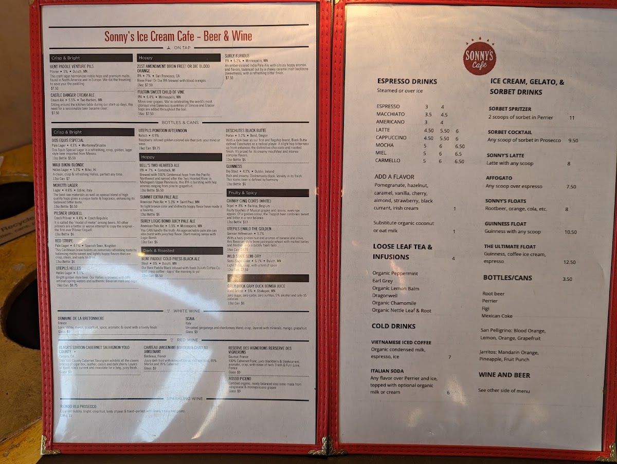 Sonny's Ice Cream Cafe Photo Menu 3