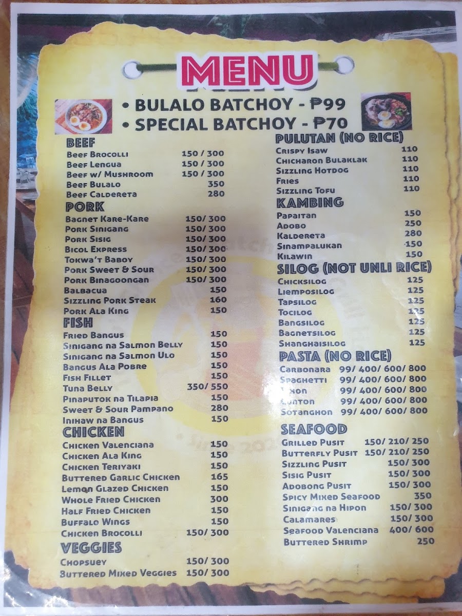 Tatay's Choice Photo Menu 1
