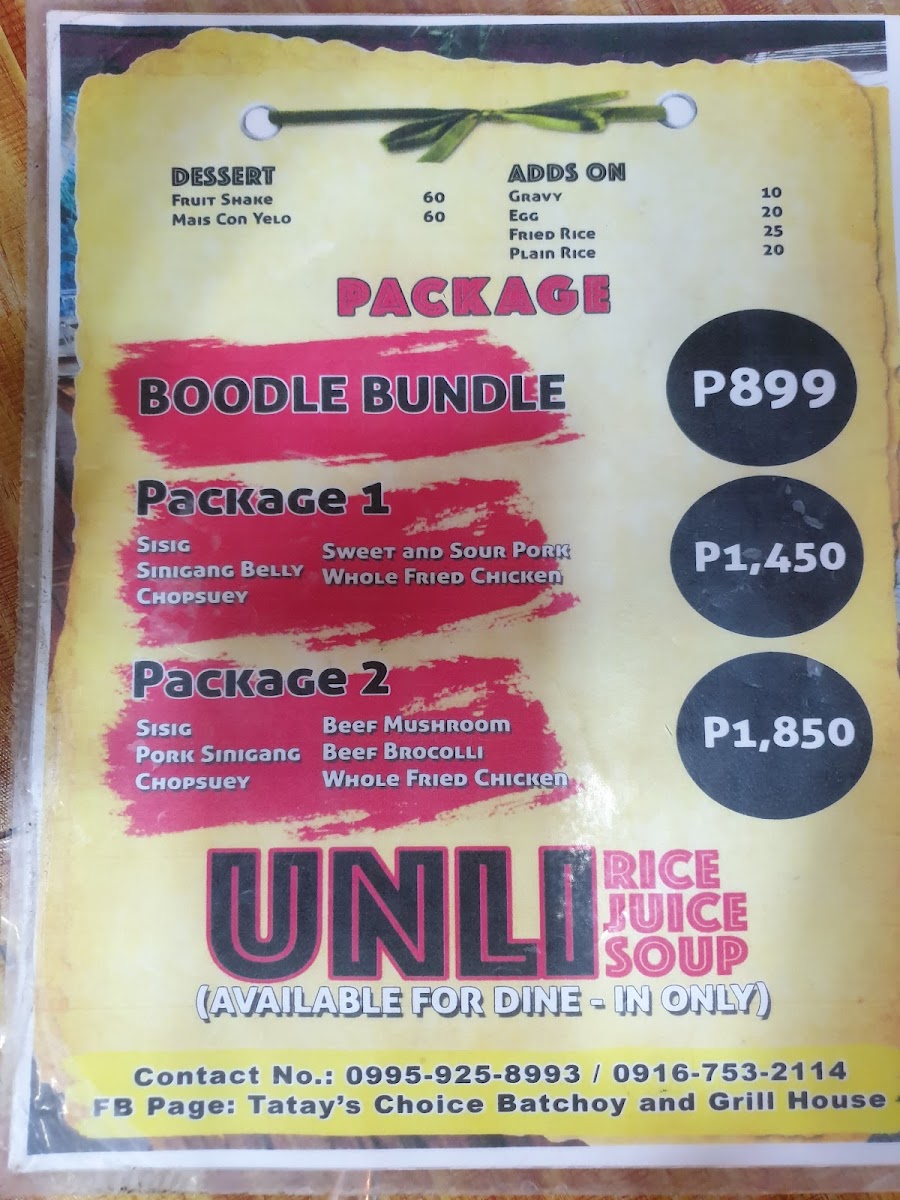 Tatay's Choice Photo Menu 2