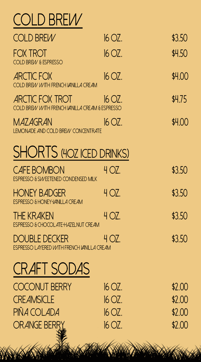 Paper Fox Coffee Photo Menu 1