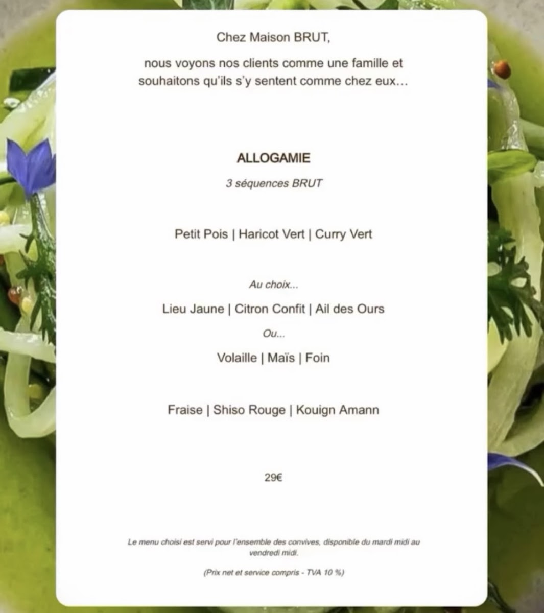 Restaurant Maison Brut Photo Menu 3