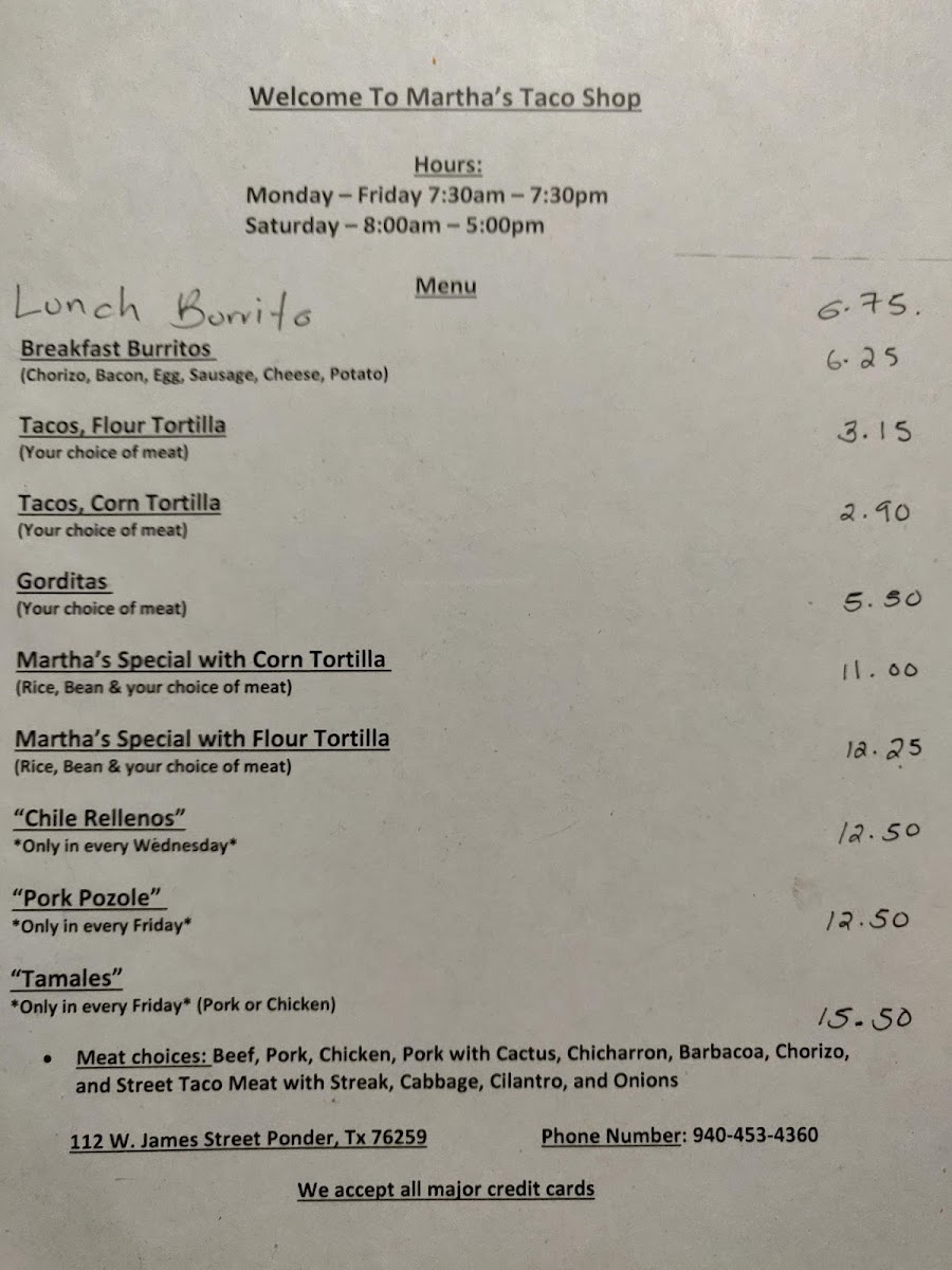 Martha's Taco Shop Mexican Restaurant Photo Menu 3