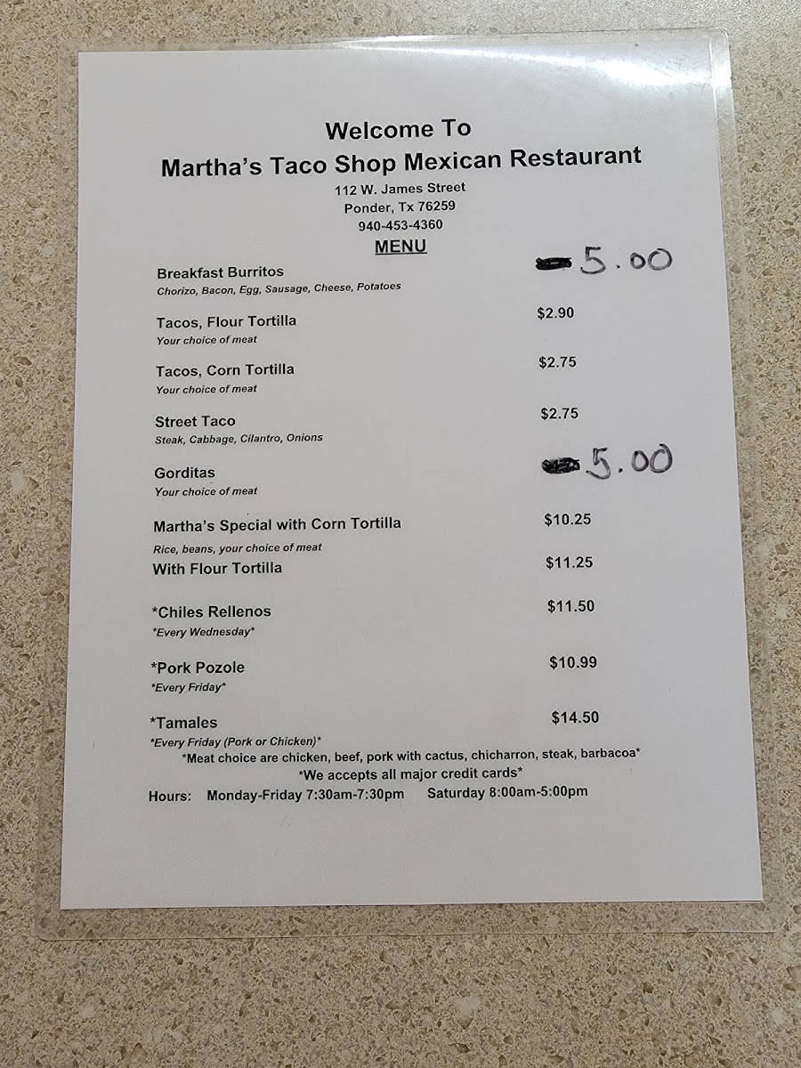 Martha's Taco Shop Mexican Restaurant Photo Menu 4