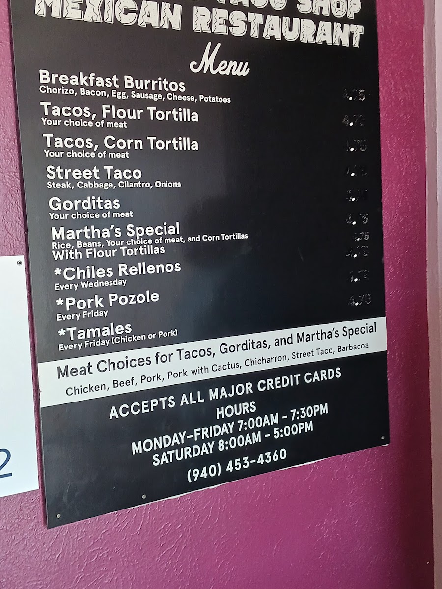 Martha's Taco Shop Mexican Restaurant Photo Menu 6