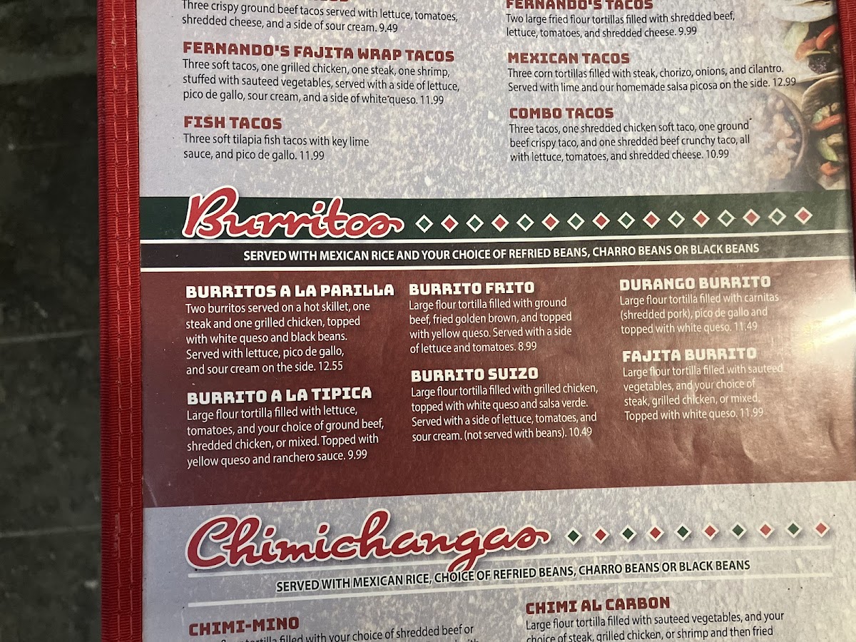Fernando’s Mexican Grill Photo Menu 9