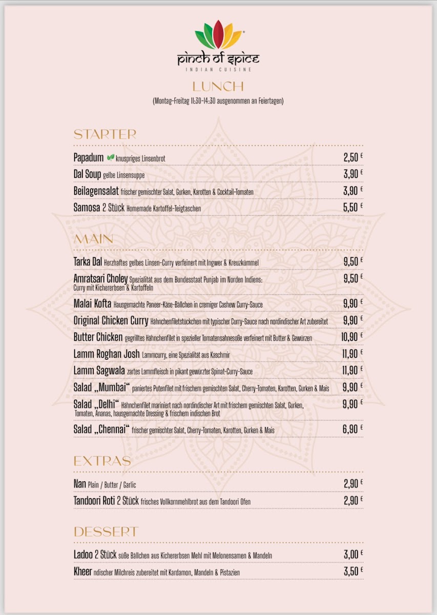 Pinch of Spice Photo Menu 2