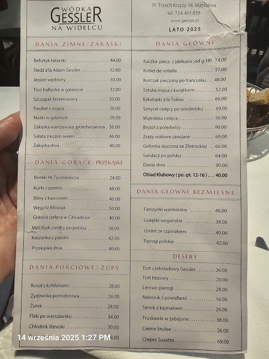 Restauracja Wódka Gessler Na Widelcu Photo Menu 1